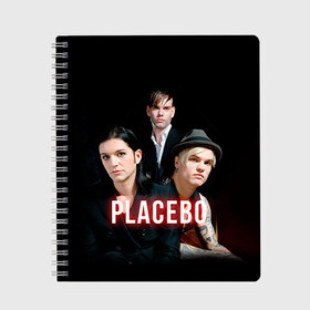 Тетрадь с принтом Placebo группа в Белгороде, 100% бумага | 48 листов, плотность листов — 60 г/м2, плотность картонной обложки — 250 г/м2. Листы скреплены сбоку удобной пружинной спиралью. Уголки страниц и обложки скругленные. Цвет линий — светло-серый
 | placebo | брайан молко | молко | плацебо | плейсибо | плэйсибо