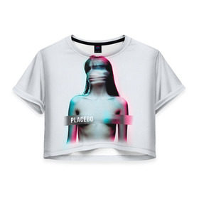 Женская футболка 3D укороченная с принтом Placebo Meds в Белгороде, 100% полиэстер | круглая горловина, длина футболки до линии талии, рукава с отворотами | Тематика изображения на принте: placebo | брайан молко | молко | плацебо | плейсибо | плэйсибо