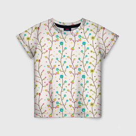 Детская футболка 3D с принтом Цветочные лианы в Белгороде, 100% гипоаллергенный полиэфир | прямой крой, круглый вырез горловины, длина до линии бедер, чуть спущенное плечо, ткань немного тянется | весна | лианы | цвета | цветы