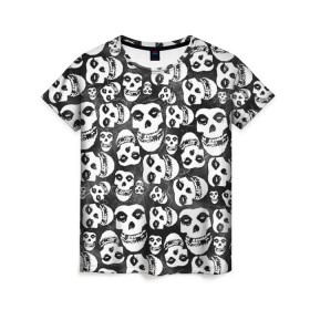 Женская футболка 3D с принтом Misfits в Белгороде, 100% полиэфир ( синтетическое хлопкоподобное полотно) | прямой крой, круглый вырез горловины, длина до линии бедер | misfits | skull | swag | группа | рок | сваг | свег | свэг | череп