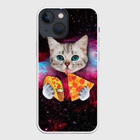 Чехол для iPhone 13 mini с принтом Кот с едой в Белгороде,  |  | Тематика изображения на принте: art | cat | pizza | space | еда | космос | кот | кот в космосе | кот с едой | котенок | котик | пицца