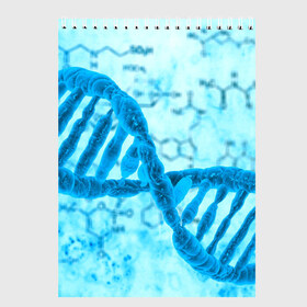 Скетчбук с принтом ДНК в Белгороде, 100% бумага
 | 48 листов, плотность листов — 100 г/м2, плотность картонной обложки — 250 г/м2. Листы скреплены сверху удобной пружинной спиралью | абстракция | биология | днк | молекула | синяя.цепочка | формула
