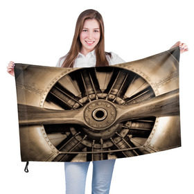 Флаг 3D с принтом Пропеллер в Белгороде, 100% полиэстер | плотность ткани — 95 г/м2, размер — 67 х 109 см. Принт наносится с одной стороны | ввс | винт | двигатель | пропеллер | ретро | самолет