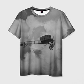 Мужская футболка 3D с принтом Самолет в Белгороде, 100% полиэфир | прямой крой, круглый вырез горловины, длина до линии бедер | высота | история | ретро | самолет | черная белая