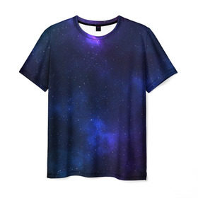 Мужская футболка 3D с принтом Звёздное небо в Белгороде, 100% полиэфир | прямой крой, круглый вырез горловины, длина до линии бедер | Тематика изображения на принте: вселенная | галактика | звёзды | камета | космос | метеориты | метеоры | небо | ночь | солнечная система