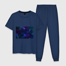 Мужская пижама хлопок с принтом Звёздное небо в Белгороде, 100% хлопок | брюки и футболка прямого кроя, без карманов, на брюках мягкая резинка на поясе и по низу штанин
 | вселенная | галактика | звёзды | камета | космос | метеориты | метеоры | небо | ночь | солнечная система