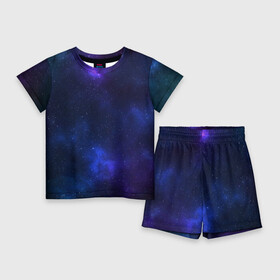 Детский костюм с шортами 3D с принтом Звёздное небо в Белгороде,  |  | Тематика изображения на принте: вселенная | галактика | звёзды | камета | космос | метеориты | метеоры | небо | ночь | солнечная система