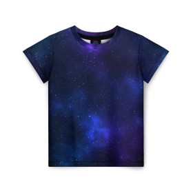 Детская футболка 3D с принтом Звёздное небо в Белгороде, 100% гипоаллергенный полиэфир | прямой крой, круглый вырез горловины, длина до линии бедер, чуть спущенное плечо, ткань немного тянется | Тематика изображения на принте: вселенная | галактика | звёзды | камета | космос | метеориты | метеоры | небо | ночь | солнечная система