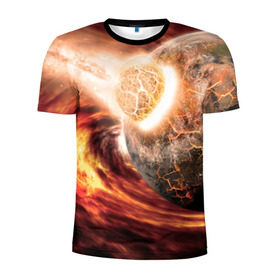 Мужская футболка 3D спортивная с принтом Падение метеорита в Белгороде, 100% полиэстер с улучшенными характеристиками | приталенный силуэт, круглая горловина, широкие плечи, сужается к линии бедра | астероид | вселенная | галактика | звезды | катастрофа | планеты | туманность