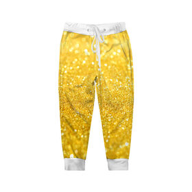 Детские брюки 3D с принтом Золото в Белгороде, 100% полиэстер | манжеты по низу, эластичный пояс регулируется шнурком, по бокам два кармана без застежек, внутренняя часть кармана из мелкой сетки | желтый