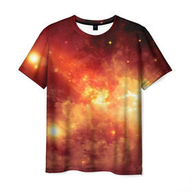 Мужская футболка 3D с принтом Пылающий космос в Белгороде, 100% полиэфир | прямой крой, круглый вырез горловины, длина до линии бедер | вселенная | вспышка | галактика | звёзды | комета | космос | метеориты | метеоры | огонь | пламя | планеты | свет