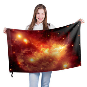 Флаг 3D с принтом Пылающий космос в Белгороде, 100% полиэстер | плотность ткани — 95 г/м2, размер — 67 х 109 см. Принт наносится с одной стороны | вселенная | вспышка | галактика | звёзды | комета | космос | метеориты | метеоры | огонь | пламя | планеты | свет