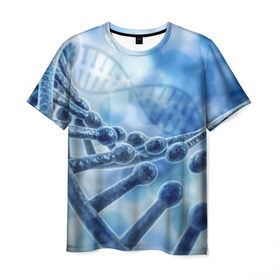 Мужская футболка 3D с принтом Молекула ДНК в Белгороде, 100% полиэфир | прямой крой, круглый вырез горловины, длина до линии бедер | dna | биохимия | внешность | ген | генетика | днк | молекула | наследственность | спираль | способности | структура | характер | черты