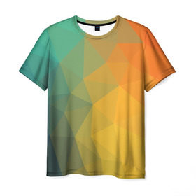 Мужская футболка 3D с принтом LowPoly Gradient в Белгороде, 100% полиэфир | прямой крой, круглый вырез горловины, длина до линии бедер | colors | gradient | lowpoly | poly | градиент | цвета