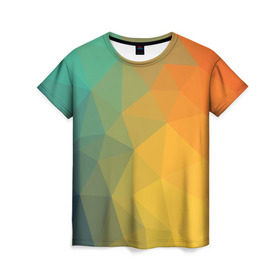 Женская футболка 3D с принтом LowPoly Gradient в Белгороде, 100% полиэфир ( синтетическое хлопкоподобное полотно) | прямой крой, круглый вырез горловины, длина до линии бедер | colors | gradient | lowpoly | poly | градиент | цвета