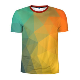 Мужская футболка 3D спортивная с принтом LowPoly Gradient в Белгороде, 100% полиэстер с улучшенными характеристиками | приталенный силуэт, круглая горловина, широкие плечи, сужается к линии бедра | Тематика изображения на принте: colors | gradient | lowpoly | poly | градиент | цвета