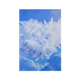 Обложка для паспорта матовая кожа с принтом Сердце в Белгороде, натуральная матовая кожа | размер 19,3 х 13,7 см; прозрачные пластиковые крепления | голубая | любовь | небо | новая | перья | сердце