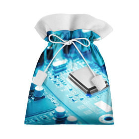 Подарочный 3D мешок с принтом Материнская плата в Белгороде, 100% полиэстер | Размер: 29*39 см | Тематика изображения на принте: микросхема | синий | фото
