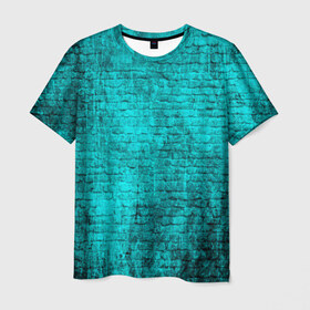 Мужская футболка 3D с принтом Кирпичи в Белгороде, 100% полиэфир | прямой крой, круглый вырез горловины, длина до линии бедер | бирюзовый | кирпичи