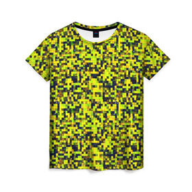 Женская футболка 3D с принтом Пиксели в Белгороде, 100% полиэфир ( синтетическое хлопкоподобное полотно) | прямой крой, круглый вырез горловины, длина до линии бедер | кубики | пиксели | текстуры