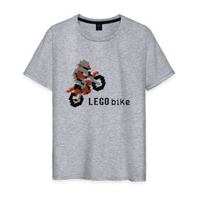 Мужская футболка хлопок с принтом Лего мотоцикл в Белгороде, 100% хлопок | прямой крой, круглый вырез горловины, длина до линии бедер, слегка спущенное плечо. | Тематика изображения на принте: lego | конструктор | лего | мотоцикл