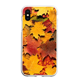 Чехол для iPhone XS Max матовый с принтом Осень на дворе в Белгороде, Силикон | Область печати: задняя сторона чехла, без боковых панелей | бордовый | жёлтый | красный | листва | листья