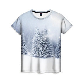 Женская футболка 3D с принтом Зимняя пора в Белгороде, 100% полиэфир ( синтетическое хлопкоподобное полотно) | прямой крой, круглый вырез горловины, длина до линии бедер | вьюга | горы | зима | лес | метель | мороз | пейзаж | пурга | снег | снегопад | сосулька | стужа | сугроб | холод