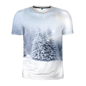 Мужская футболка 3D спортивная с принтом Зимняя пора в Белгороде, 100% полиэстер с улучшенными характеристиками | приталенный силуэт, круглая горловина, широкие плечи, сужается к линии бедра | вьюга | горы | зима | лес | метель | мороз | пейзаж | пурга | снег | снегопад | сосулька | стужа | сугроб | холод