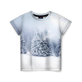 Детская футболка 3D с принтом Зимняя пора в Белгороде, 100% гипоаллергенный полиэфир | прямой крой, круглый вырез горловины, длина до линии бедер, чуть спущенное плечо, ткань немного тянется | Тематика изображения на принте: вьюга | горы | зима | лес | метель | мороз | пейзаж | пурга | снег | снегопад | сосулька | стужа | сугроб | холод