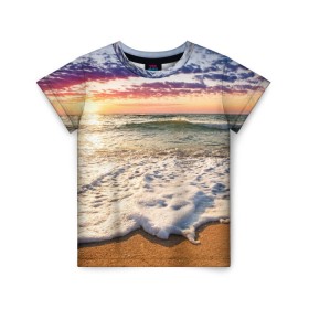 Детская футболка 3D с принтом Красочный закат в Белгороде, 100% гипоаллергенный полиэфир | прямой крой, круглый вырез горловины, длина до линии бедер, чуть спущенное плечо, ткань немного тянется | sunrise | sunset | touchdown | волны | восход солнца | закат | красота | лето | море | небо | облака | океан | отдых | отпуск | пена | песок | прилив | природа | путешествие | рассвет | солнце | туризм