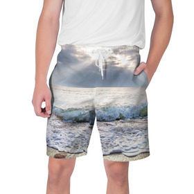 Мужские шорты 3D с принтом Закат в Белгороде,  полиэстер 100% | прямой крой, два кармана без застежек по бокам. Мягкая трикотажная резинка на поясе, внутри которой широкие завязки. Длина чуть выше колен | море | небо | океан | пейзаж | солнце