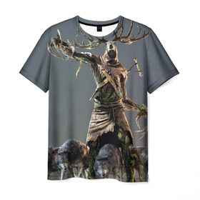 Мужская футболка 3D с принтом Леший в Белгороде, 100% полиэфир | прямой крой, круглый вырез горловины, длина до линии бедер | gerald | wild hunt | witcher | ведьмак | геральд | дикая охота
