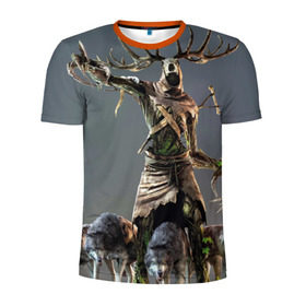 Мужская футболка 3D спортивная с принтом Леший в Белгороде, 100% полиэстер с улучшенными характеристиками | приталенный силуэт, круглая горловина, широкие плечи, сужается к линии бедра | gerald | wild hunt | witcher | ведьмак | геральд | дикая охота