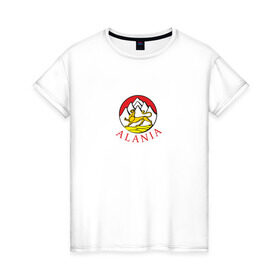 Женская футболка хлопок с принтом Аллон в Белгороде, 100% хлопок | прямой крой, круглый вырез горловины, длина до линии бедер, слегка спущенное плечо | алания | северная осетия алания