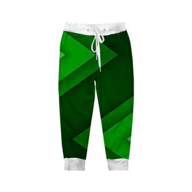 Детские брюки 3D с принтом Зелёные стрелы в Белгороде, 100% полиэстер | манжеты по низу, эластичный пояс регулируется шнурком, по бокам два кармана без застежек, внутренняя часть кармана из мелкой сетки | геометрия | зеленый | полосы