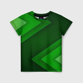 Детская футболка 3D с принтом Зелёные стрелы в Белгороде, 100% гипоаллергенный полиэфир | прямой крой, круглый вырез горловины, длина до линии бедер, чуть спущенное плечо, ткань немного тянется | геометрия | зеленый | полосы