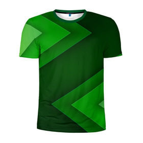Мужская футболка 3D спортивная с принтом Зелёные стрелы в Белгороде, 100% полиэстер с улучшенными характеристиками | приталенный силуэт, круглая горловина, широкие плечи, сужается к линии бедра | геометрия | зеленый | полосы