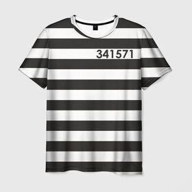 Мужская футболка 3D с принтом Заключенный в Белгороде, 100% полиэфир | прямой крой, круглый вырез горловины, длина до линии бедер | заключенный | полосатый | тюремная форма | форма