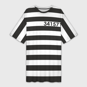 Платье-футболка 3D с принтом Заключенный в Белгороде,  |  | заключенный | полосатый | тюремная форма | форма