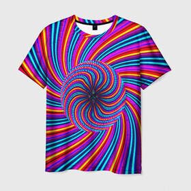 Мужская футболка 3D с принтом Радуга в Белгороде, 100% полиэфир | прямой крой, круглый вырез горловины, длина до линии бедер | краска | линии | цветные