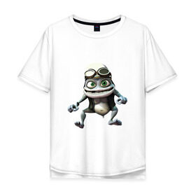 Мужская футболка хлопок Oversize с принтом Сумасшедшая лягушка гонщик в Белгороде, 100% хлопок | свободный крой, круглый ворот, “спинка” длиннее передней части | Тематика изображения на принте: crazy frog | байкер | мотоцикл