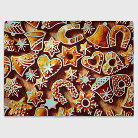Плед 3D с принтом Новогоднее печенье в Белгороде, 100% полиэстер | закругленные углы, все края обработаны. Ткань не мнется и не растягивается | Тематика изображения на принте: оранжевый | печенье | сладости | хлебные