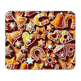 Коврик прямоугольный с принтом Новогоднее печенье в Белгороде, натуральный каучук | размер 230 х 185 мм; запечатка лицевой стороны | Тематика изображения на принте: оранжевый | печенье | сладости | хлебные