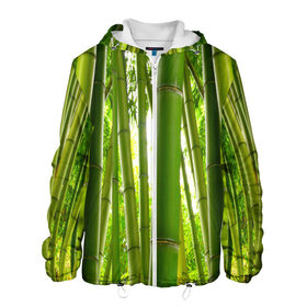 Мужская куртка 3D с принтом Бамбук в Белгороде, ткань верха — 100% полиэстер, подклад — флис | прямой крой, подол и капюшон оформлены резинкой с фиксаторами, два кармана без застежек по бокам, один большой потайной карман на груди. Карман на груди застегивается на липучку | Тематика изображения на принте: бамбук | зеленая | растения