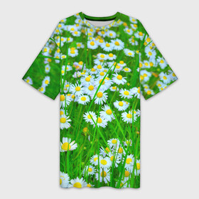 Платье-футболка 3D с принтом Ромашки в Белгороде,  |  | поле | природа | ромашка | цветы