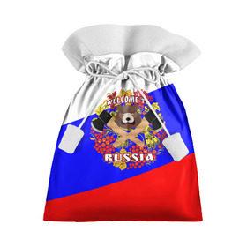 Подарочный 3D мешок с принтом Добро пожаловать в Россию в Белгороде, 100% полиэстер | Размер: 29*39 см | russia | welcome | медведь | россия | хохлома