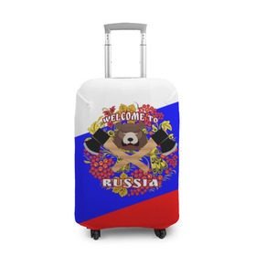 Чехол для чемодана 3D с принтом Добро пожаловать в Россию в Белгороде, 86% полиэфир, 14% спандекс | двустороннее нанесение принта, прорези для ручек и колес | russia | welcome | медведь | россия | хохлома