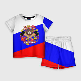 Детский костюм с шортами 3D с принтом Добро пожаловать в Россию в Белгороде,  |  | russia | welcome | медведь | россия | хохлома