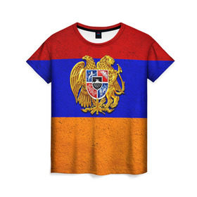 Женская футболка 3D с принтом Армения в Белгороде, 100% полиэфир ( синтетическое хлопкоподобное полотно) | прямой крой, круглый вырез горловины, длина до линии бедер | армения | армянин | армянский | национальный | нация | флаг | флаги