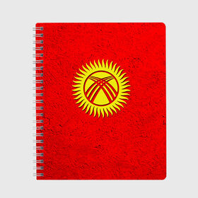 Тетрадь с принтом Киргизия в Белгороде, 100% бумага | 48 листов, плотность листов — 60 г/м2, плотность картонной обложки — 250 г/м2. Листы скреплены сбоку удобной пружинной спиралью. Уголки страниц и обложки скругленные. Цвет линий — светло-серый
 | Тематика изображения на принте: киргиз | киргизия | киргизский | кыргызстан | национальный | нация | флаг | флаги